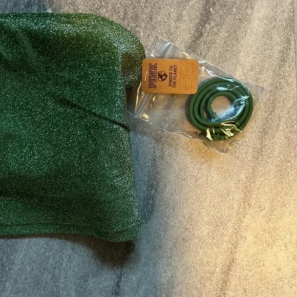 Sparkle Green Shimmer Bandeau Bikini Top halter size XL swim - Picture 9 of 13